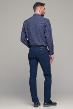 Μπλε ανδρικό πουκάμισο με λευκό print – Slim Fit - Image 7