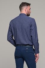 Μπλε ανδρικό πουκάμισο με λευκό print – Slim Fit - Image 5