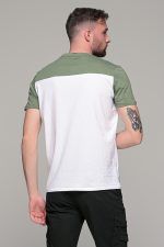 Λευκό ανδρικό κοντομάνικο T-SHIRT με πράσινο σχέδιο στο στήθος - Image 4