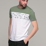 Λευκό ανδρικό κοντομάνικο T-SHIRT με πράσινο σχέδιο στο στήθος