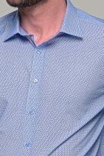 Σιελ ανδρικό πουκάμισο με λευκές λεπτομέρειες – Slim Fit - Image 2