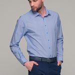 Σιελ ανδρικό πουκάμισο με λευκές λεπτομέρειες – Slim Fit