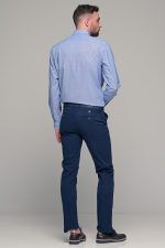 Σιελ ανδρικό πουκάμισο με λευκές λεπτομέρειες – Slim Fit - Image 8