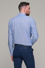 Σιελ ανδρικό πουκάμισο με λευκές λεπτομέρειες – Slim Fit - Image 5