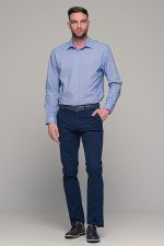 Σιελ ανδρικό πουκάμισο με λευκές λεπτομέρειες – Slim Fit - Image 6