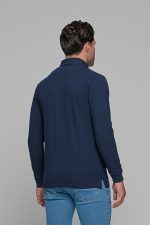 Μπλε navy βαμβακερό ανδρικό πόλο μπλουζάκι FR μακρυμάνικο - Regular fit - Image 5