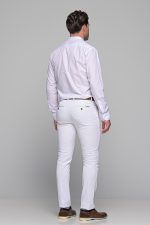 Λευκό ανδρικό πουκάμισο PAPARAZZI με μάο γιακά χωρίς Τσεπάκι - Slim Fit - Image 8