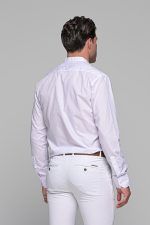 Λευκό ανδρικό πουκάμισο PAPARAZZI με μάο γιακά χωρίς Τσεπάκι - Slim Fit - Image 5