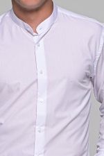 Λευκό ανδρικό πουκάμισο PAPARAZZI με μάο γιακά χωρίς Τσεπάκι - Slim Fit - Image 2