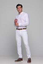 Λευκό ανδρικό πουκάμισο PAPARAZZI με μάο γιακά χωρίς Τσεπάκι - Slim Fit - Image 7