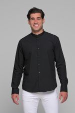 Μαύρο ανδρικό πουκάμισο PAPARAZZI με μάο γιακά χωρίς Τσεπάκι - Slim Fit - Image 3