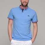 Σιελ ανδρικό πόλο μπλουζάκι με κέντημα λουλούδι