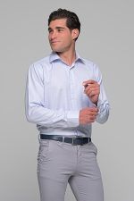 Σιελ Πουκάμισο Με Μπλε Μικροσχέδιο PAPARAZZI και Τσεπάκι - Classic Fit - Image 4