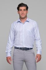 Σιελ Πουκάμισο Με Μπλε Μικροσχέδιο PAPARAZZI και Τσεπάκι - Classic Fit - Image 3