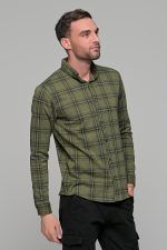Σπορ χακί ανδρικό καρό πουκάμισο – Slim fit - Image 4