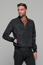 Μαύρο-Μπορντό ανδρικό μπουφάν bomber αδιάβροχο διπλής όψης - slim fit