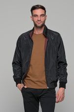 Μαύρο-Μπορντό ανδρικό μπουφάν bomber αδιάβροχο διπλής όψης - slim fit - Image 5