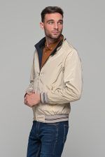 Μπλε-Μπεζ ανδρικό μπουφάν bomber αδιάβροχο διπλής όψης - slim fit - Image 5