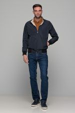 Μπλε-Μπεζ ανδρικό μπουφάν bomber αδιάβροχο διπλής όψης - slim fit - Image 4