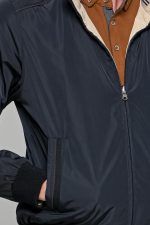 Μπλε-Μπεζ ανδρικό μπουφάν bomber αδιάβροχο διπλής όψης - slim fit - Image 3