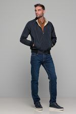 Μπλε-Μπεζ ανδρικό μπουφάν bomber αδιάβροχο διπλής όψης - slim fit - Image 10