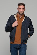 Μπλε-Μπεζ ανδρικό μπουφάν bomber αδιάβροχο διπλής όψης - slim fit - Image 7