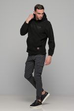 Ανδρικό φούτερ fleece μαύρο FR με κουκούλα - Image 8