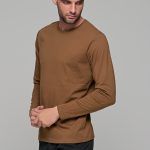 Κάμελ ανδρική μακρυμάνικη μπλούζα μονόχρωμη