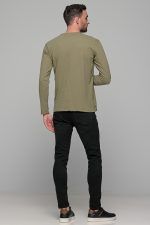 Χακί ανδρική μακρυμάνικη μπλούζα με διακριτική στάμπα Freeland - Image 9