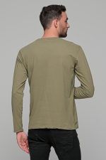 Χακί ανδρική μακρυμάνικη μπλούζα με διακριτική στάμπα Freeland - Image 6