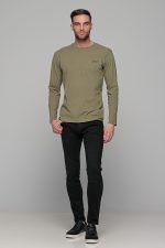 Χακί ανδρική μακρυμάνικη μπλούζα με διακριτική στάμπα Freeland - Image 7