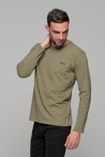 Χακί ανδρική μακρυμάνικη μπλούζα με διακριτική στάμπα Freeland - Image 5