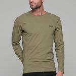 Χακί ανδρική μακρυμάνικη μπλούζα με διακριτική στάμπα Freeland