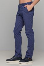 Ανοιχτόχρωμο μπλε ραφ ανδρικό παντελόνι chino υφασμάτινο MASSARO - Slim fit - Image 4