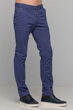 Ανοιχτόχρωμο μπλε ραφ ανδρικό παντελόνι chino υφασμάτινο MASSARO - Slim fit