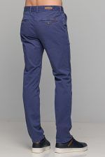 Ανοιχτόχρωμο μπλε ραφ ανδρικό παντελόνι chino υφασμάτινο MASSARO - Slim fit - Image 5