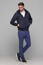 Ανοιχτόχρωμο μπλε ραφ ανδρικό παντελόνι chino υφασμάτινο MASSARO - Slim fit - Image 7