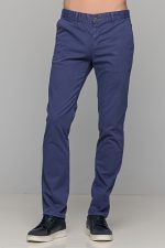 Ανοιχτόχρωμο μπλε ραφ ανδρικό παντελόνι chino υφασμάτινο MASSARO - Slim fit - Image 3