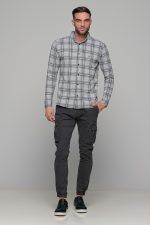 Σπορ γκρι ανοιχτό ανδρικό καρό πουκάμισο – Slim fit - Image 6