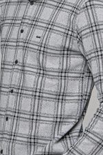 Σπορ γκρι ανοιχτό ανδρικό καρό πουκάμισο – Slim fit - Image 2