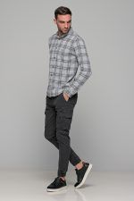 Σπορ γκρι ανοιχτό ανδρικό καρό πουκάμισο – Slim fit - Image 7