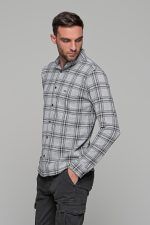 Σπορ γκρι ανοιχτό ανδρικό καρό πουκάμισο – Slim fit - Image 4