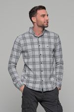 Σπορ γκρι ανοιχτό ανδρικό καρό πουκάμισο – Slim fit