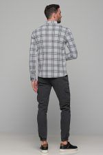 Σπορ γκρι ανοιχτό ανδρικό καρό πουκάμισο – Slim fit - Image 8