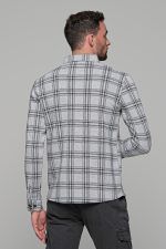 Σπορ γκρι ανοιχτό ανδρικό καρό πουκάμισο – Slim fit - Image 5