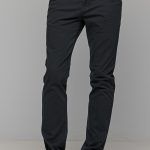 Σκούρο ανθρακί ανδρικό παντελόνι chino υφασμάτινο MASSARO - Slim fit