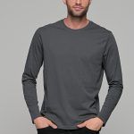Γκρι ανδρική μακρυμάνικη μπλούζα μονόχρωμη