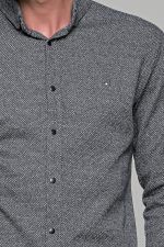 Σπορ γκρι ανδρικό πουκάμισο με λεπτομέρεια στην ύφανση  – Regular fit - Image 2