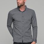 Σπορ γκρι ανδρικό πουκάμισο με λεπτομέρεια στην ύφανση  – Regular fit