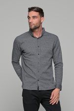 Σπορ γκρι ανδρικό πουκάμισο με λεπτομέρεια στην ύφανση  – Regular fit